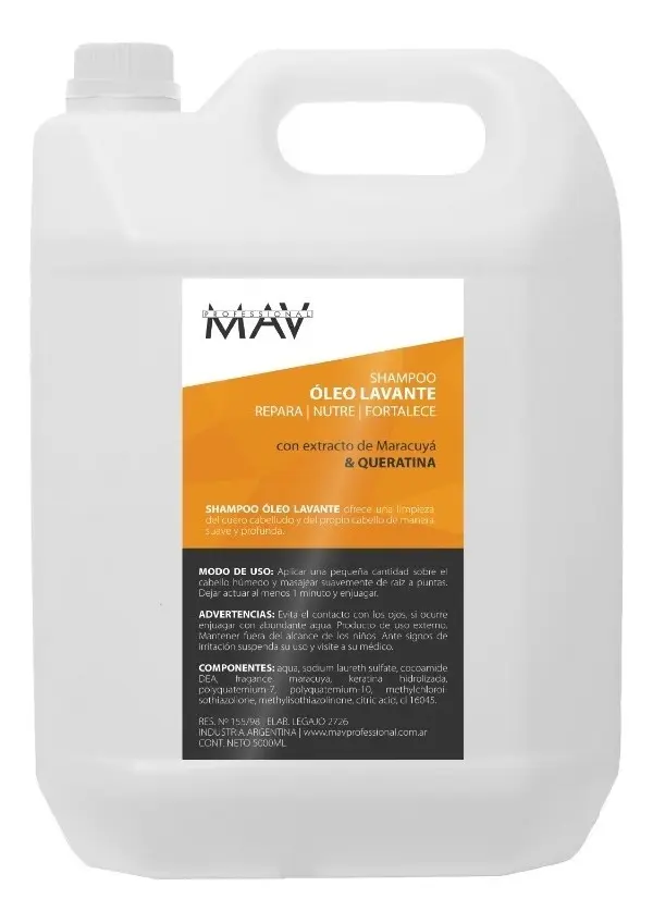 Shampoo Restaurador Maracuyá y Queratina 5L Mav Profesional