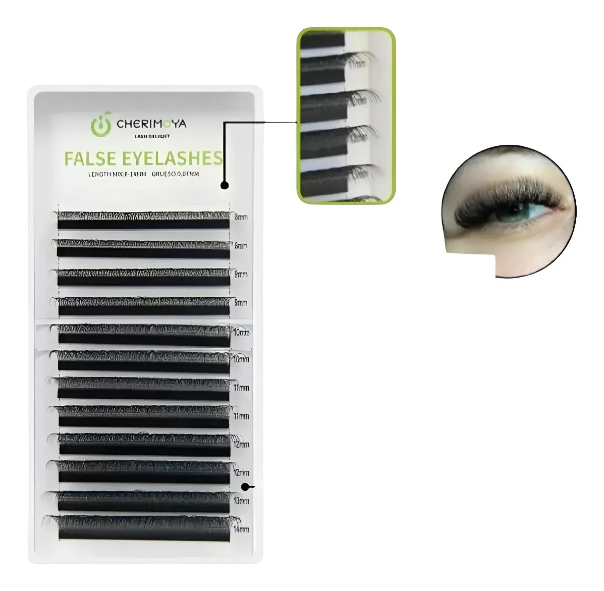 Extensiones De Pestañas Cherimoya Tecno YY 0.07 D-Mix
