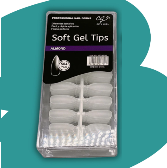 Soft Gel Tips Almond Caja 504 Piezas City Girl